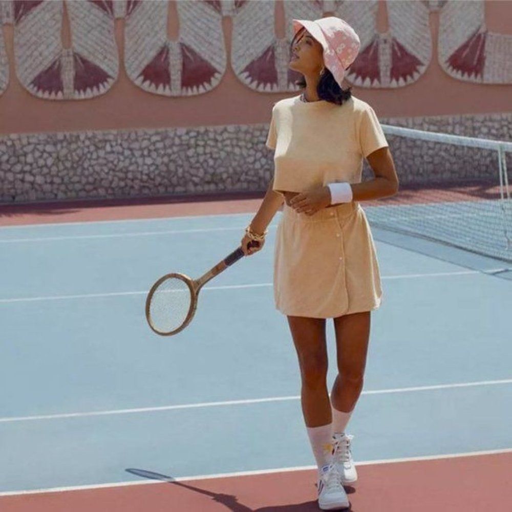 Dannijo Vanilla Pale Yellow Terry Cloth Wrap Mini A-line Spring Skirt Size Small